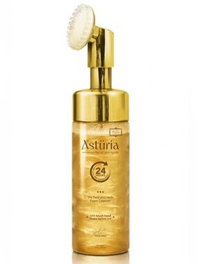 Asturia 24k Gold Flake Lava Foam Cleanser W/Silicone Scrub Brush ~ Retail $229